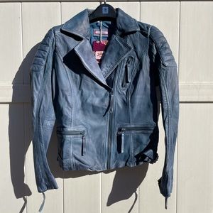 Joe Browns Blue Biker Leather Jacket